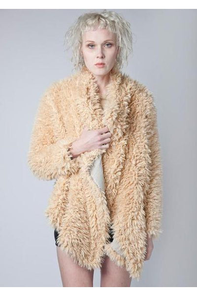 Luxe Jacket | KUCOON | Faux fur long haired soft cardigan jacket with pockets on sides. Made in Los Angeles