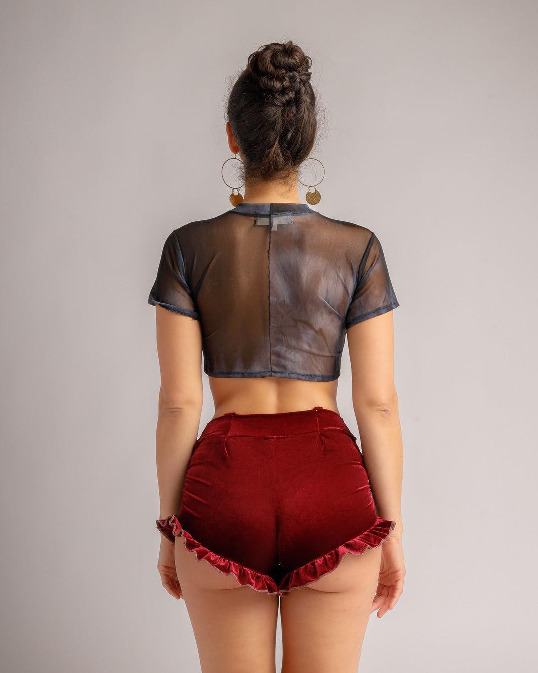 Velvet Ruffled Booty Shorts