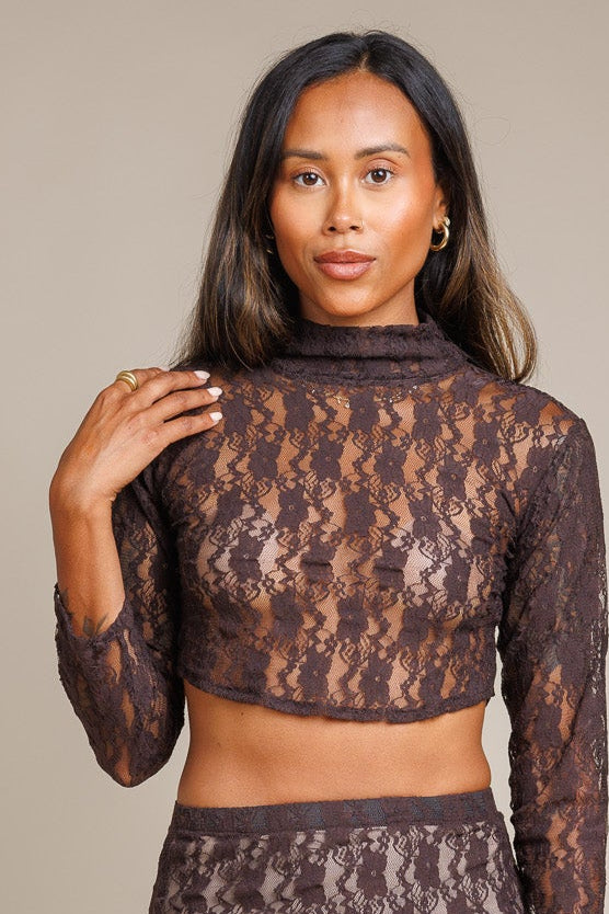 Cropped Lace High Neck