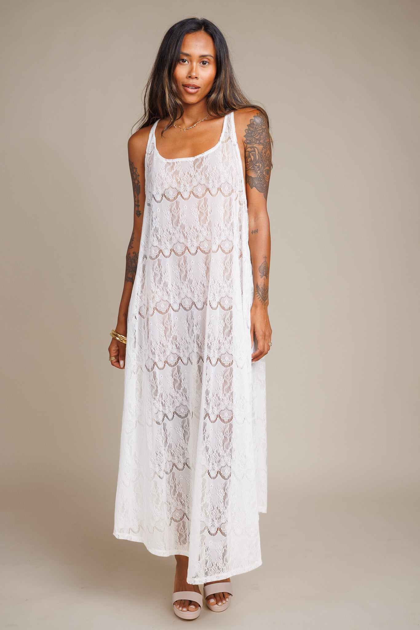 MIna White Lace Dress