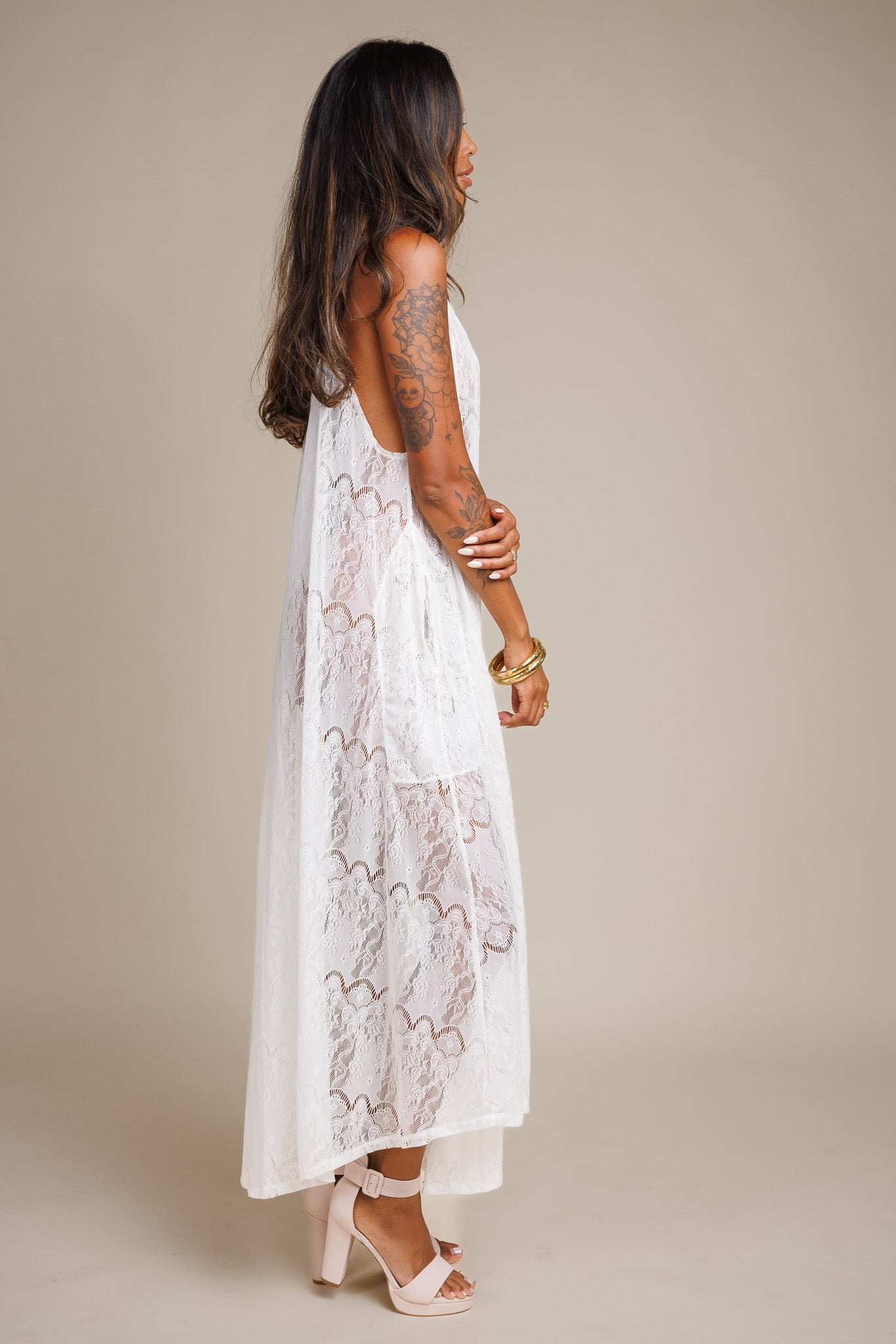 MIna White Lace Dress