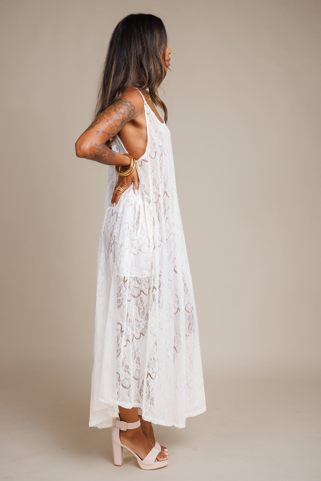 MIna White Lace Dress