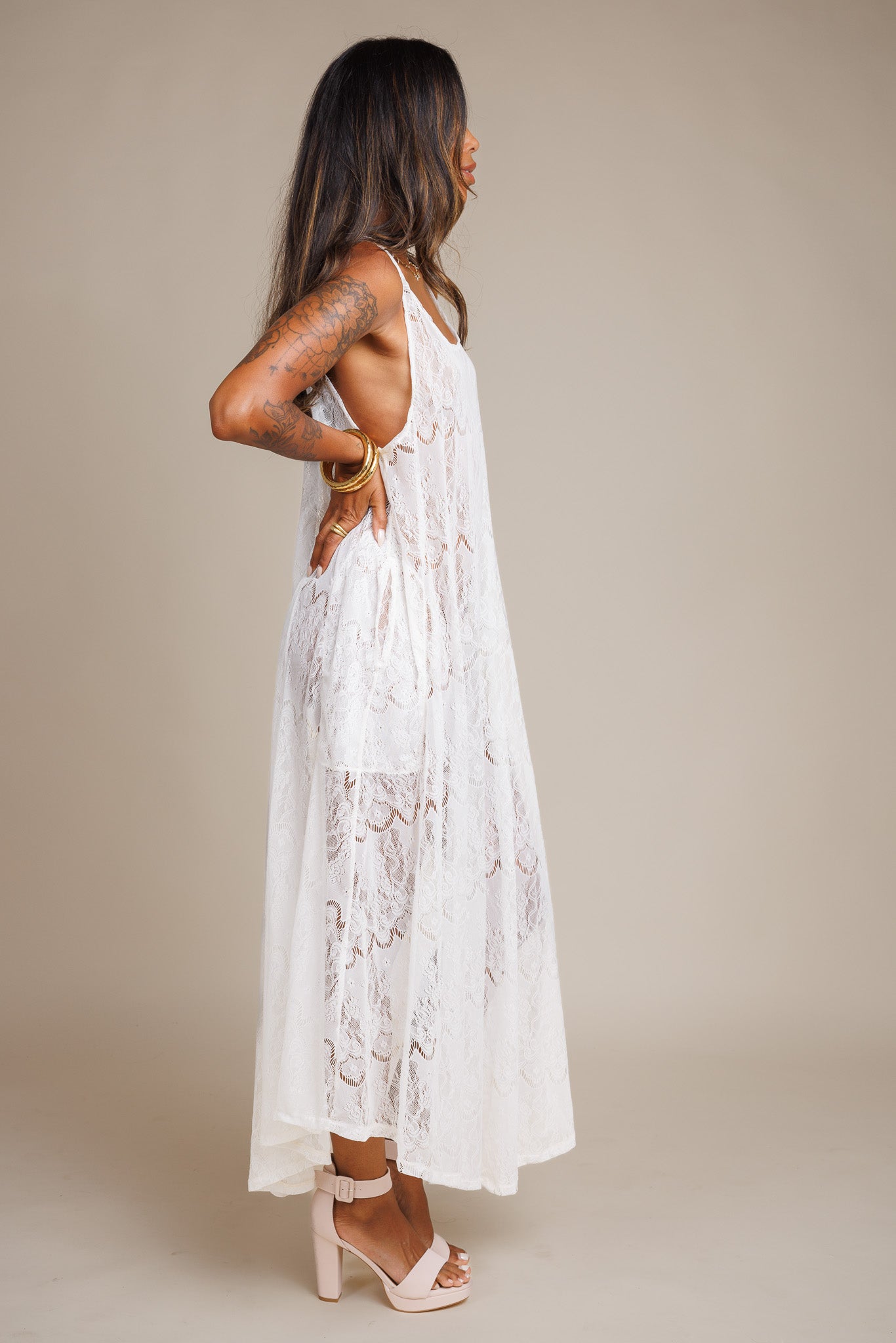 MIna White Lace Dress