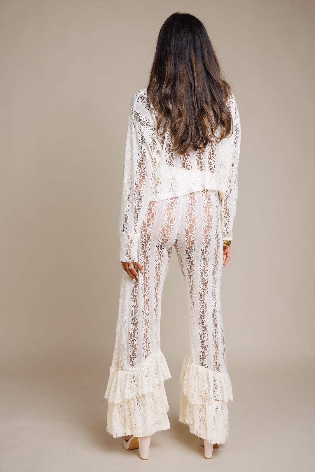 Ruffled Creme Pants