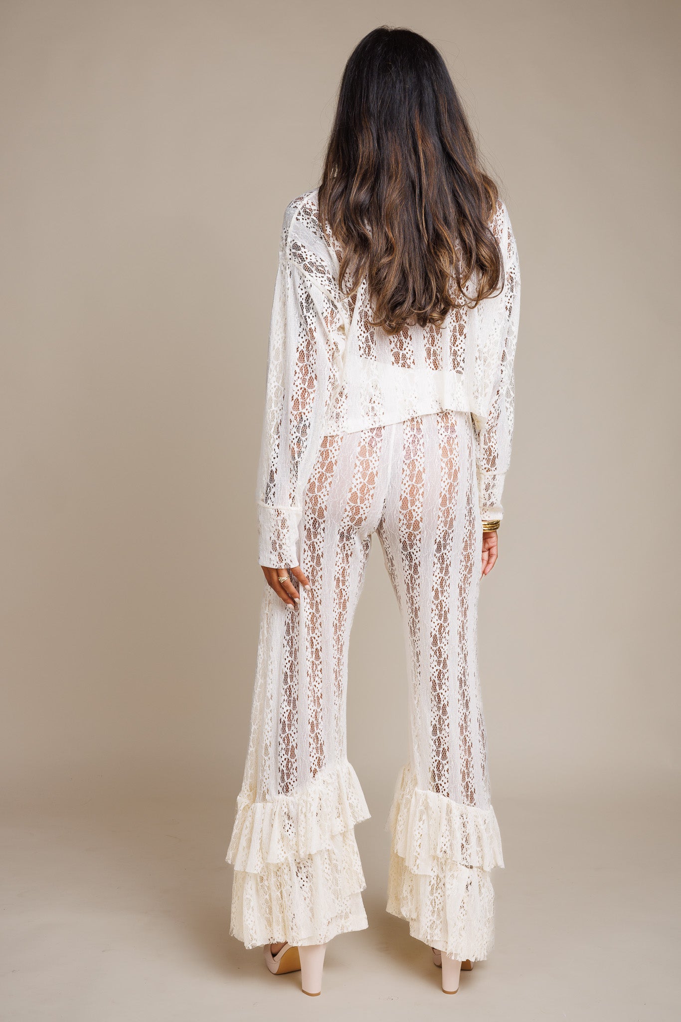 Ruffled Creme Pants