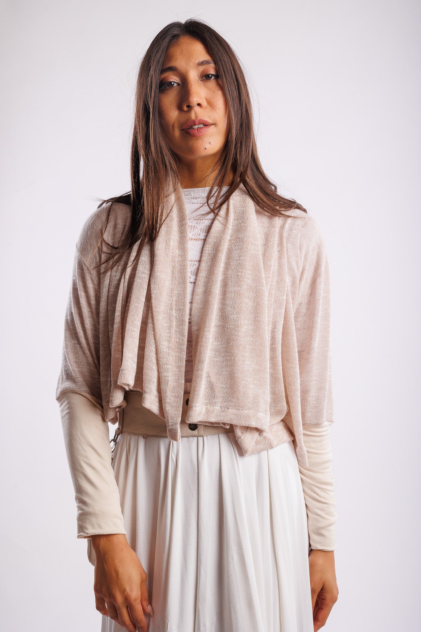 Cropped Knit Creme Wrap