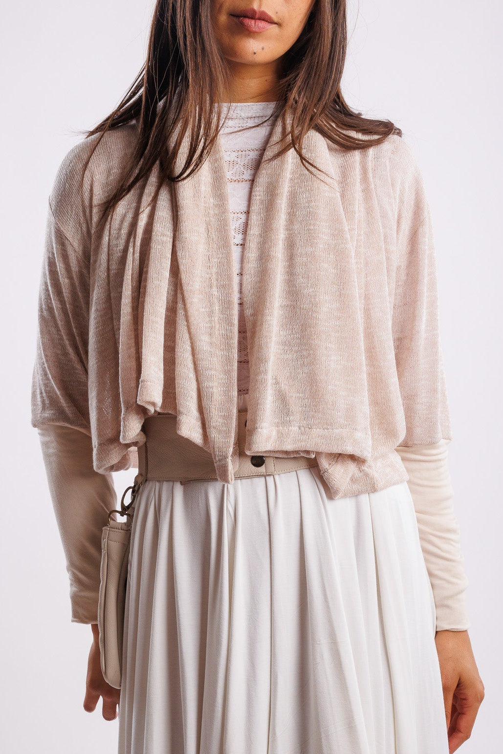 Cropped Knit Creme Wrap