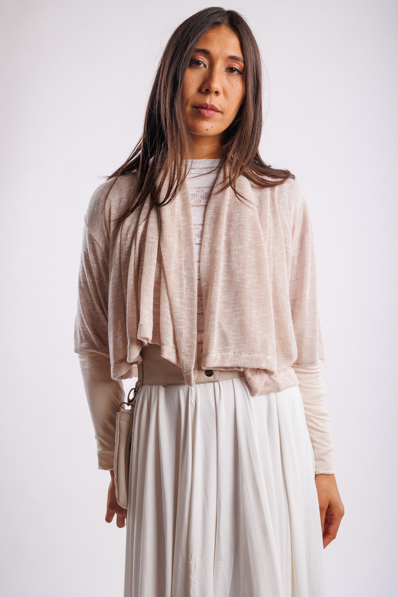 Cropped Knit Creme Wrap