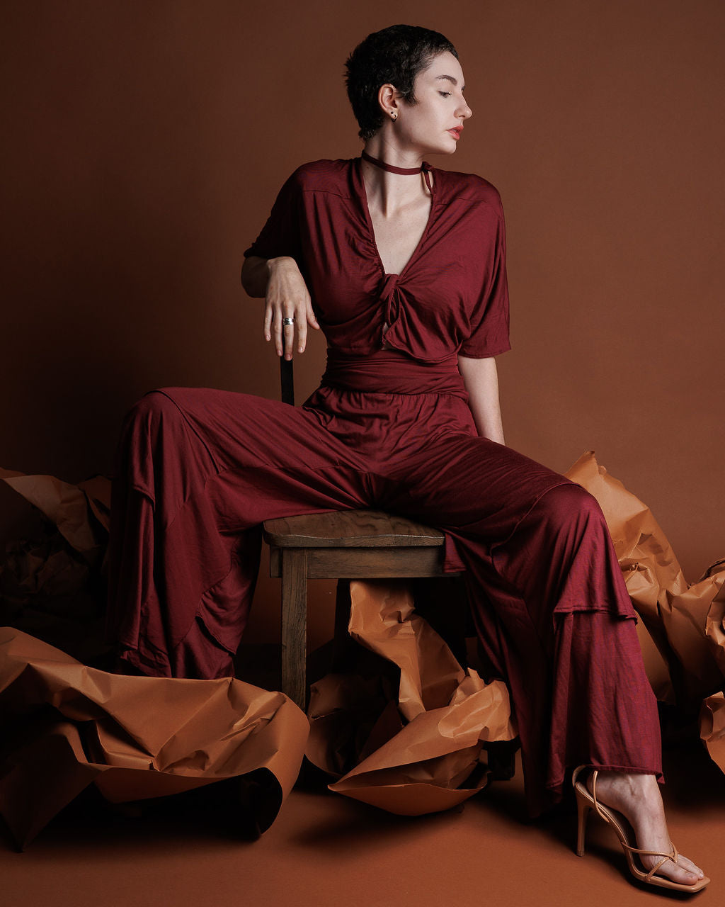 Triple Flair Burgundy Pant