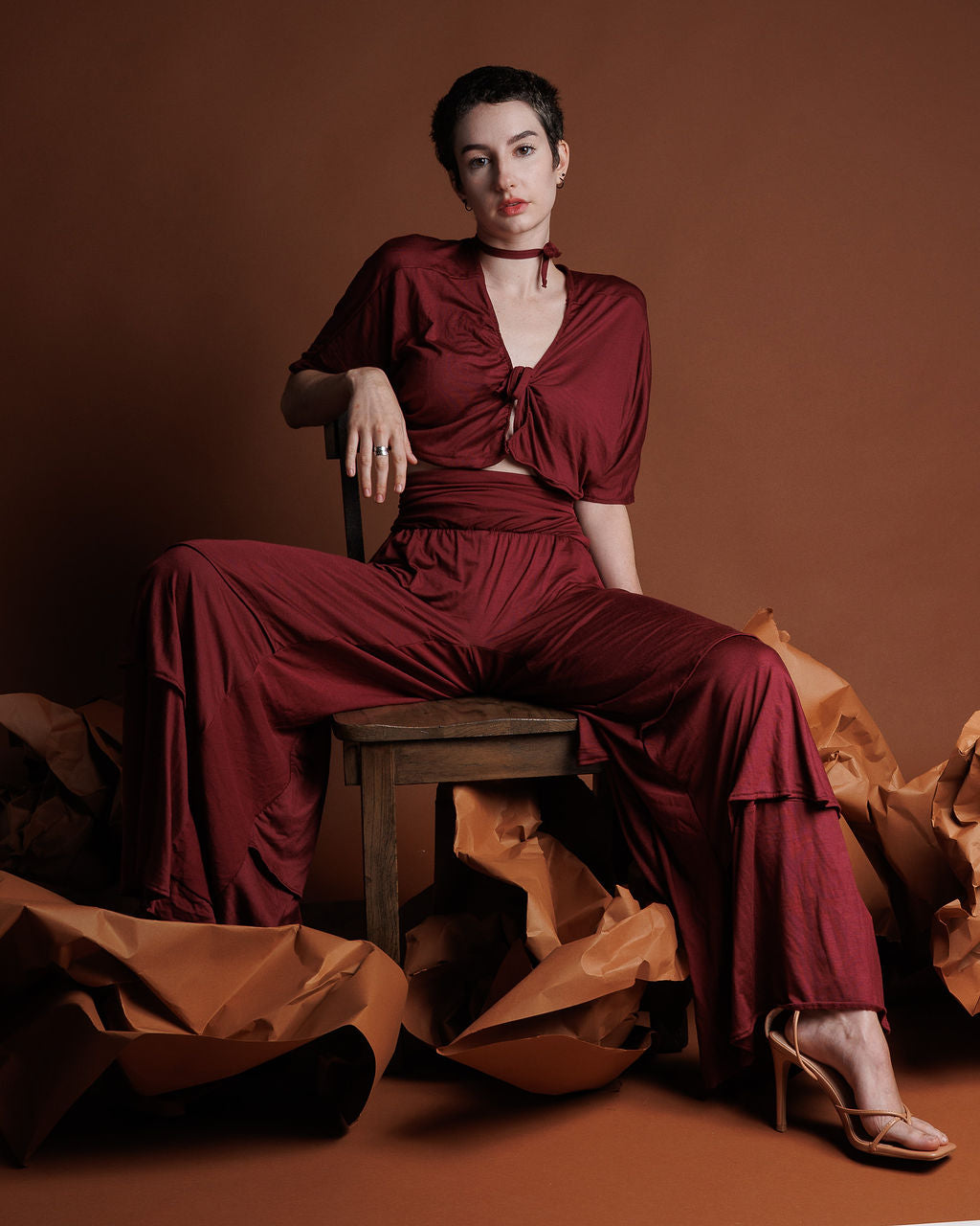 Triple Flair Burgundy Pant