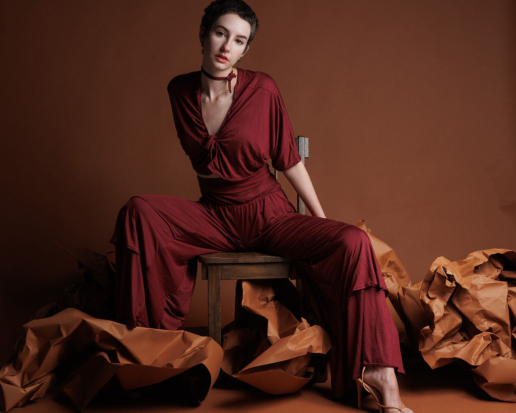 Triple Flair Burgundy Pant