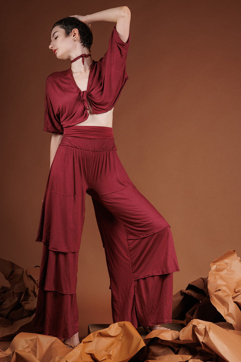Triple Flair Burgundy Pant