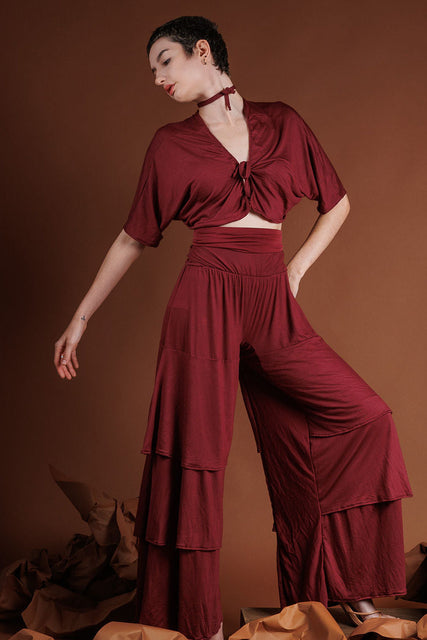 Triple Flair Burgundy Pant