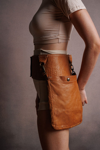Leather Belt Camel  (one pocket included)