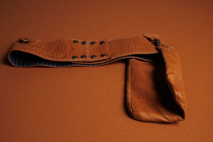 Leather Belt Camel  (one pocket included)