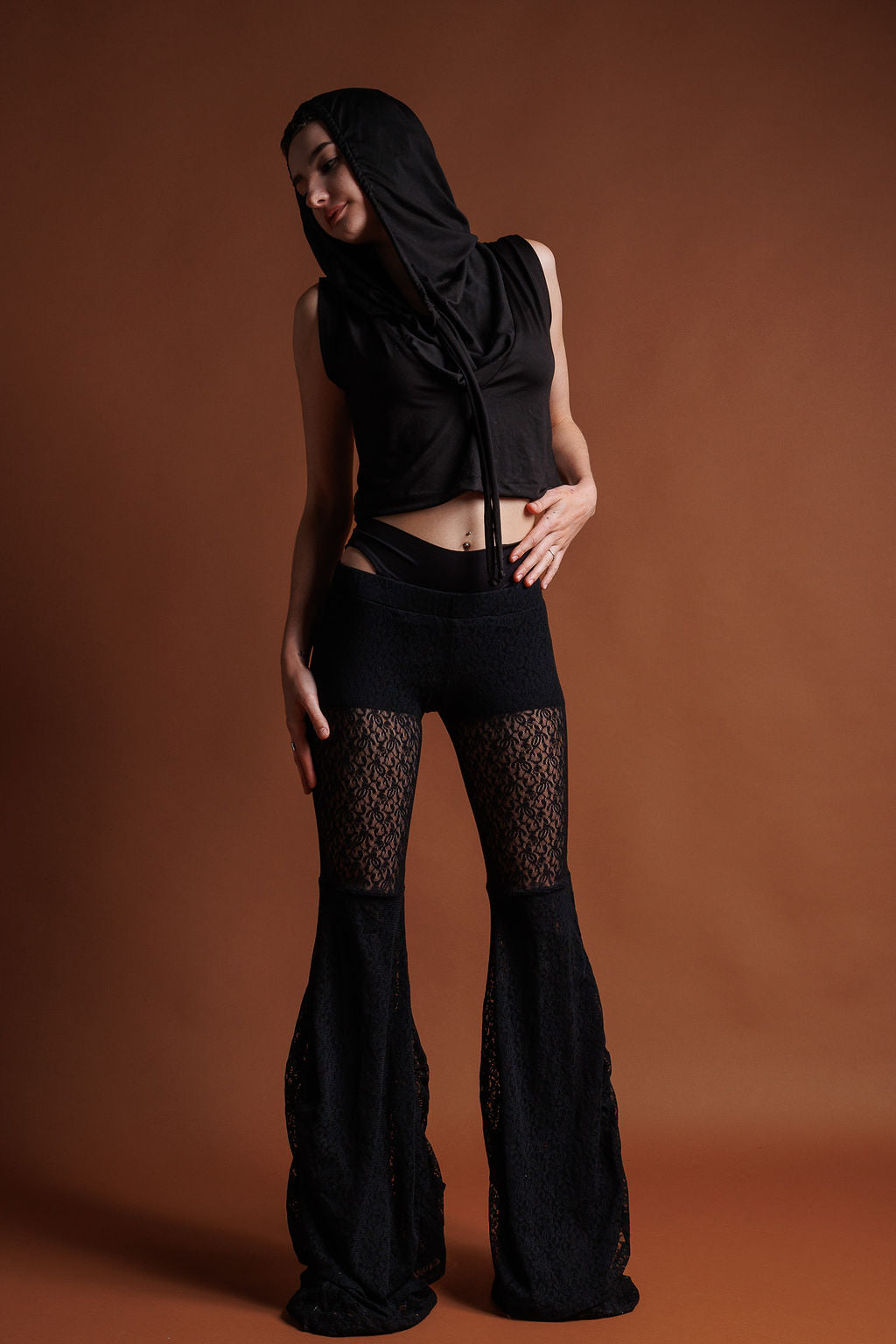 Black Lace Flair Pant