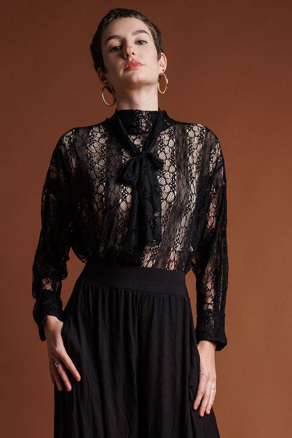 black lace batwing crop top
