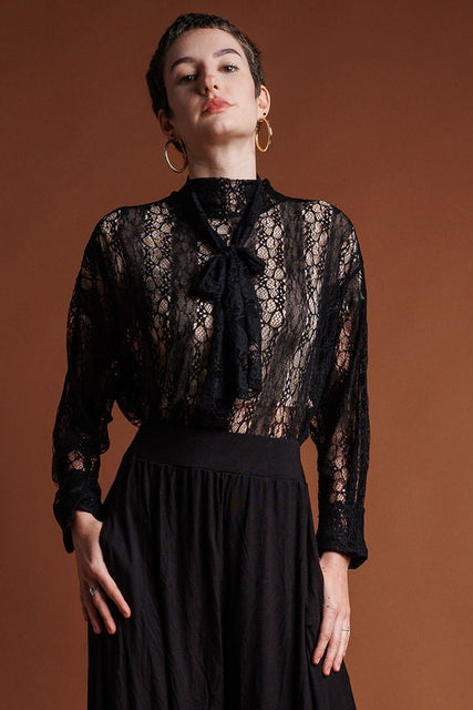 black lace batwing crop top
