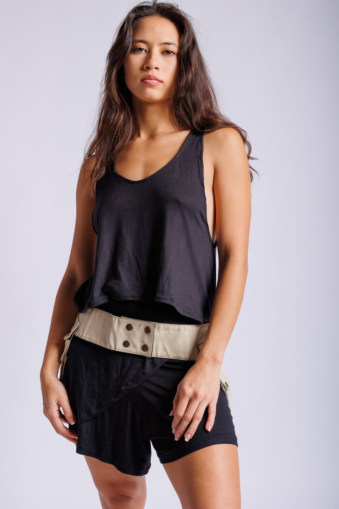 Two pocket leather belt