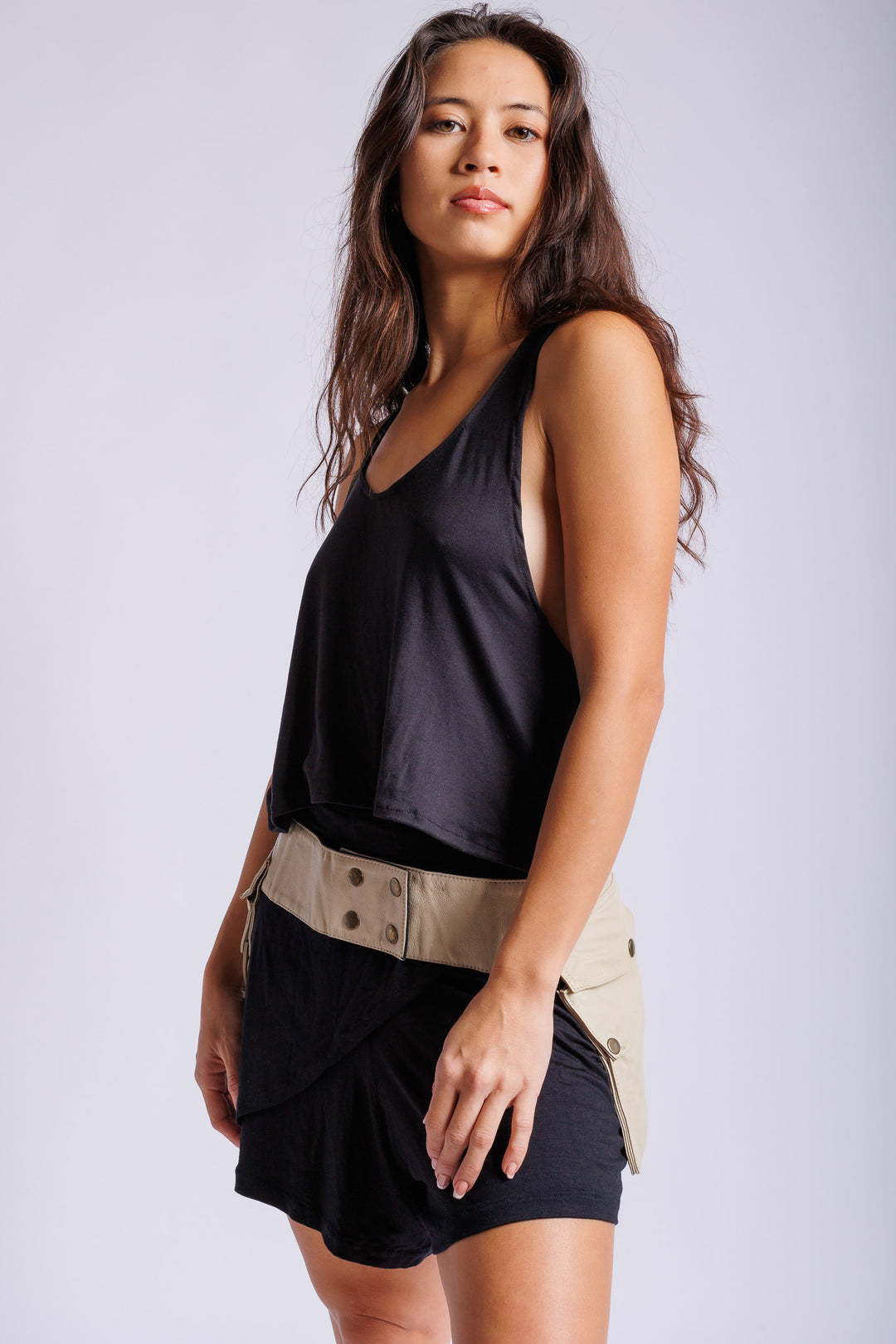 Two pocket leather belt