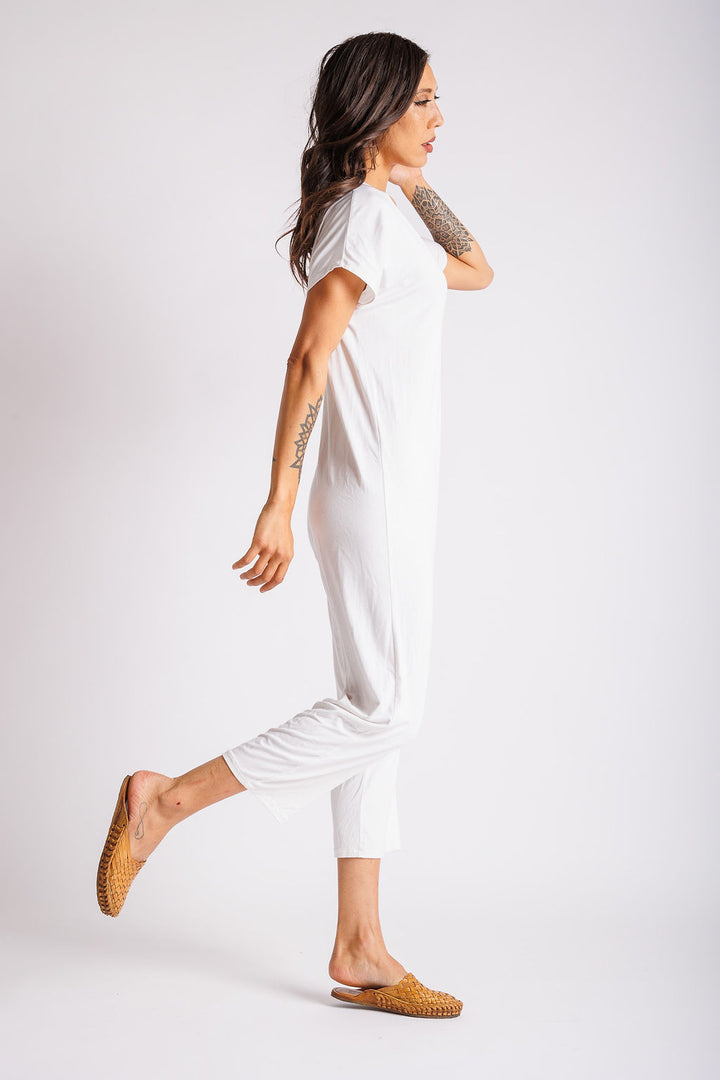 White V Neck Onesie