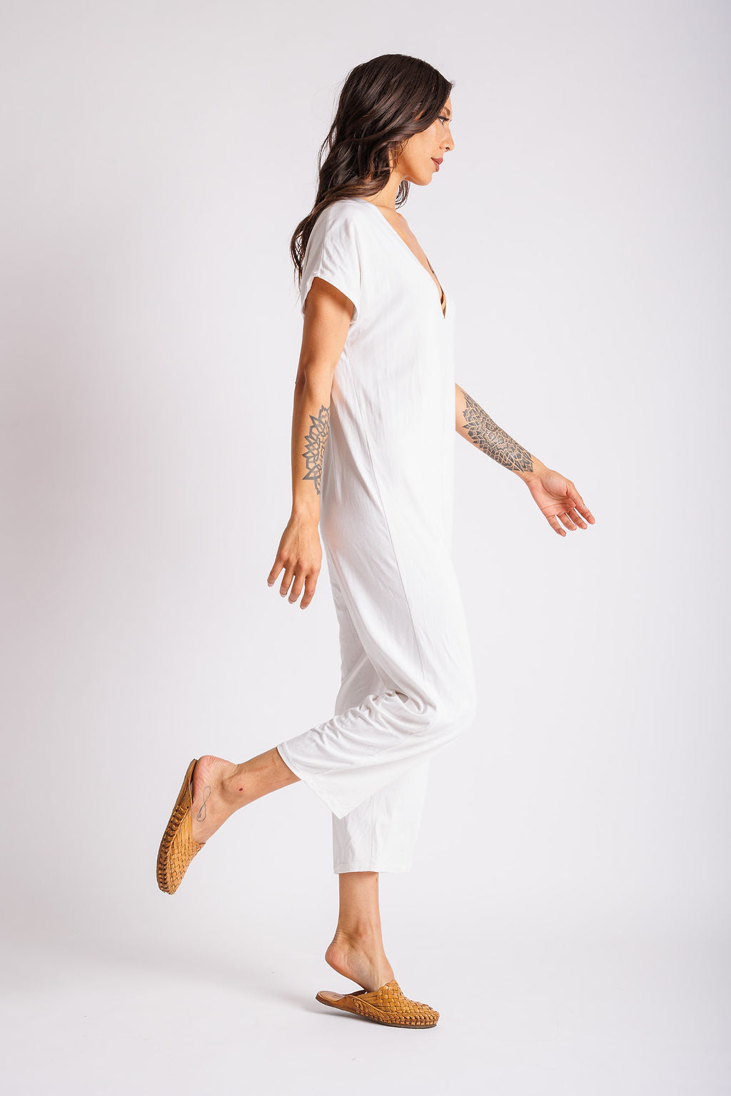 White V Neck Onesie