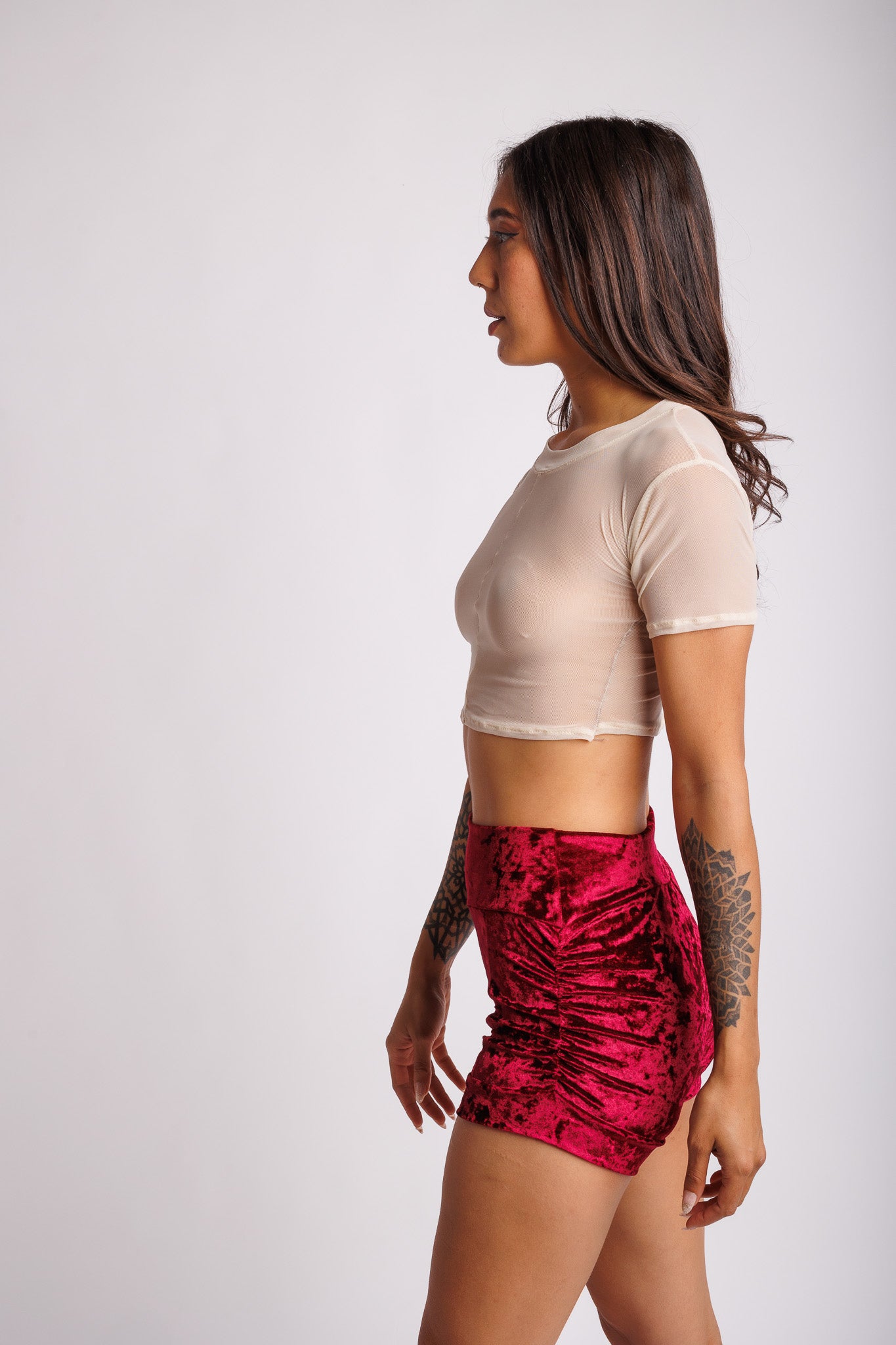 Bella Burgundy Velvet Shorts