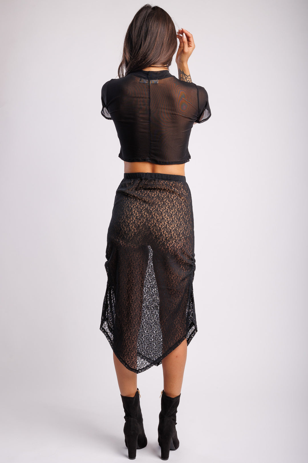 Sheer Black Lace Maxi Skirt