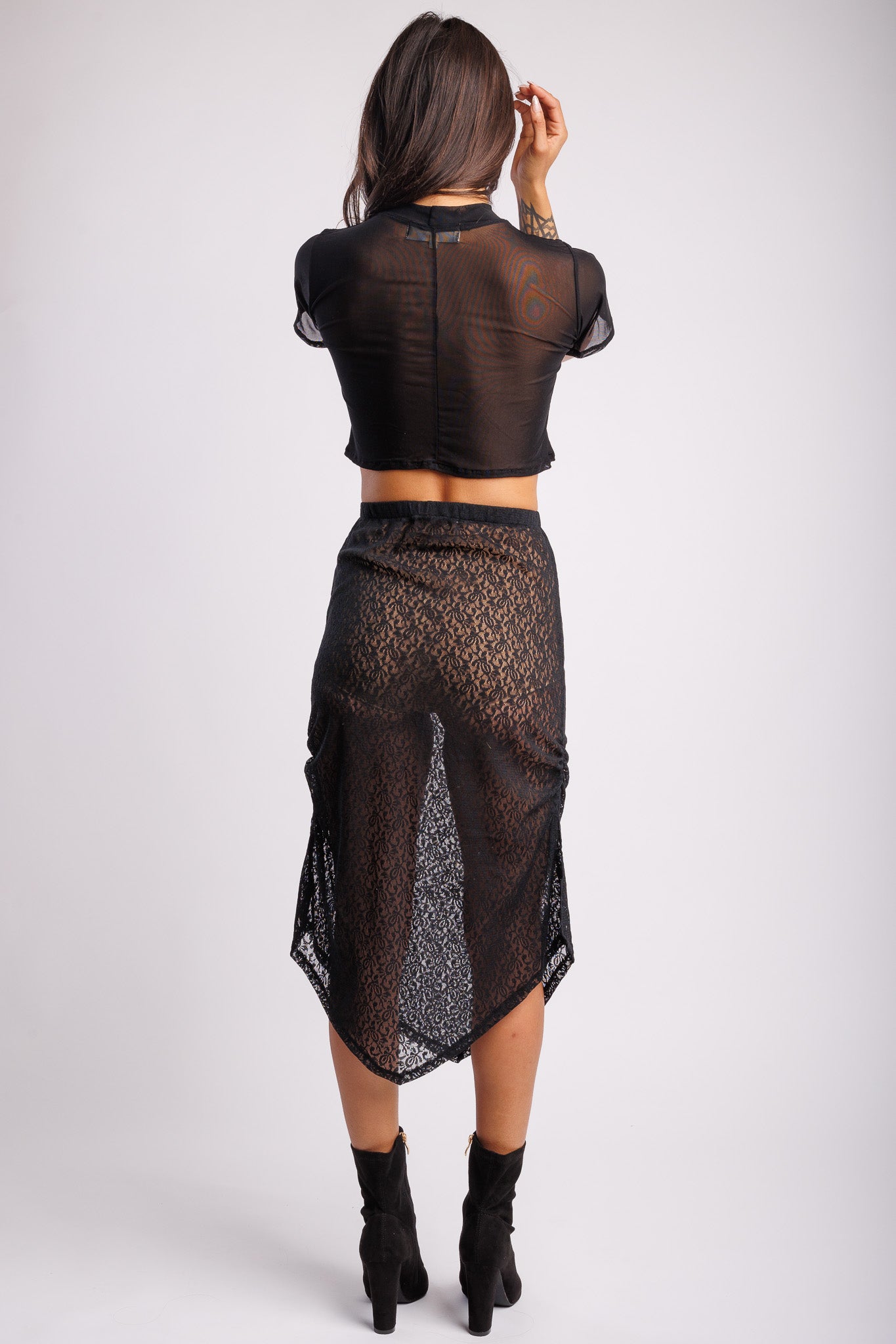 Sheer Black Lace Maxi Skirt