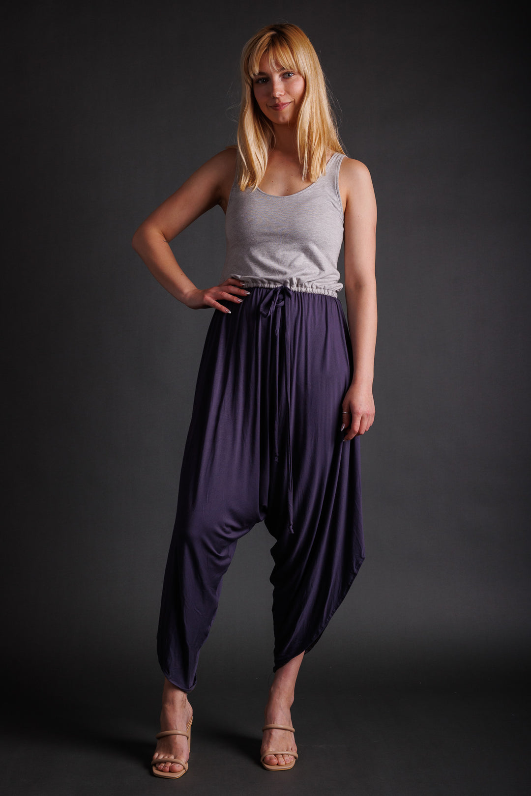 Grey and Blue Tank Jumpsuit