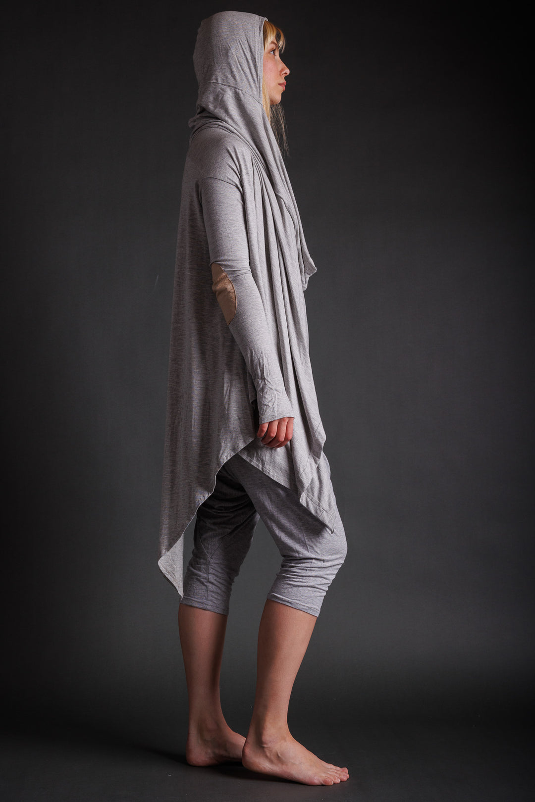 Grey Jersey Hooded Cape
