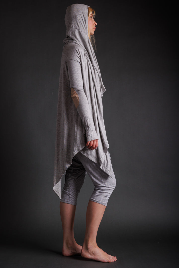 Grey Jersey Hooded Cape