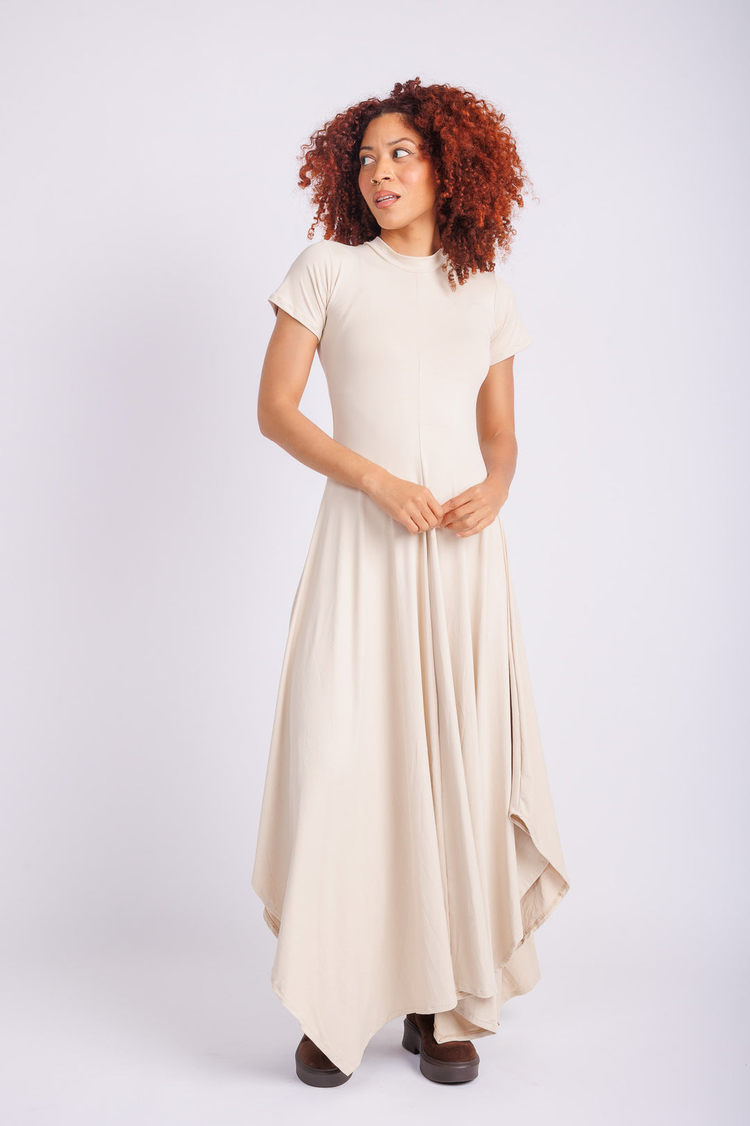 Reina Nude Nylon Dress