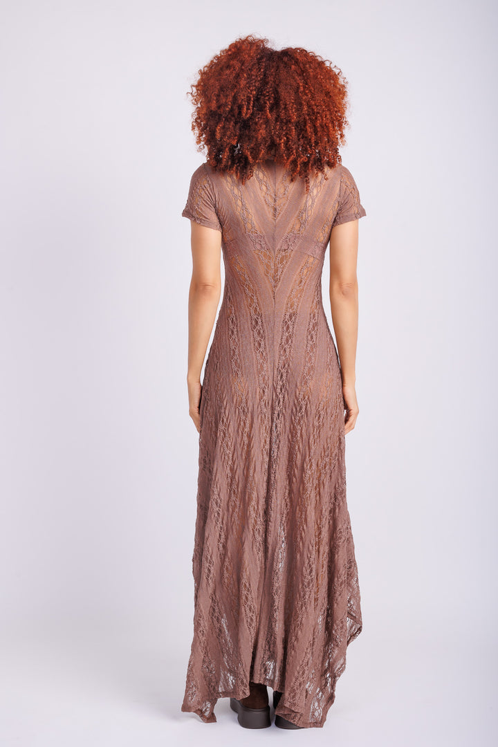 Reina Taupe Lace Dress