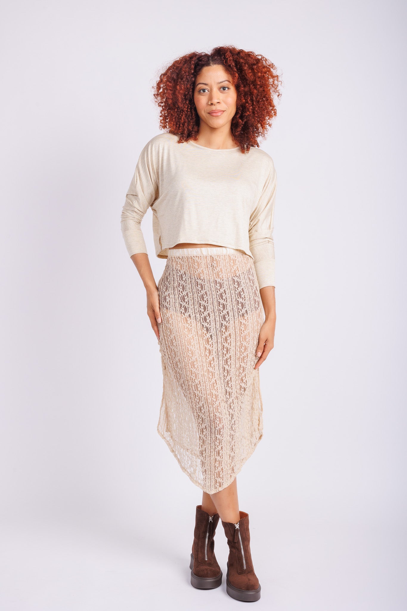 Sheer Nude Maxi Skirt