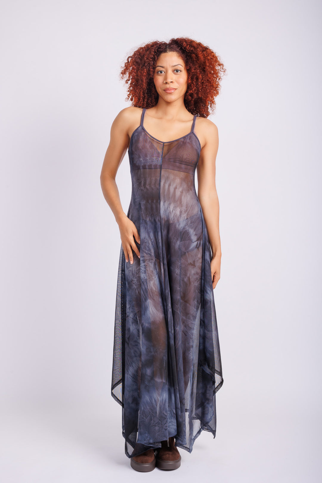 Navy Tie Dye Tank Dress
