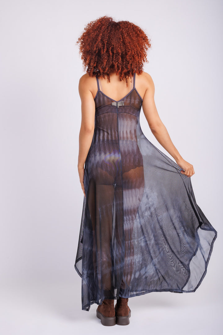 Navy Tie Dye Tank Dress