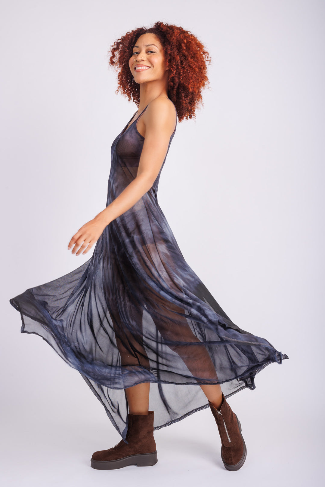 Navy Tie Dye Tank Dress