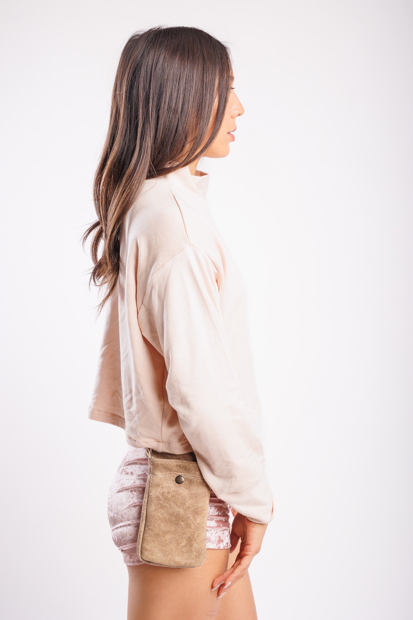 Light Pink T Neck Crop