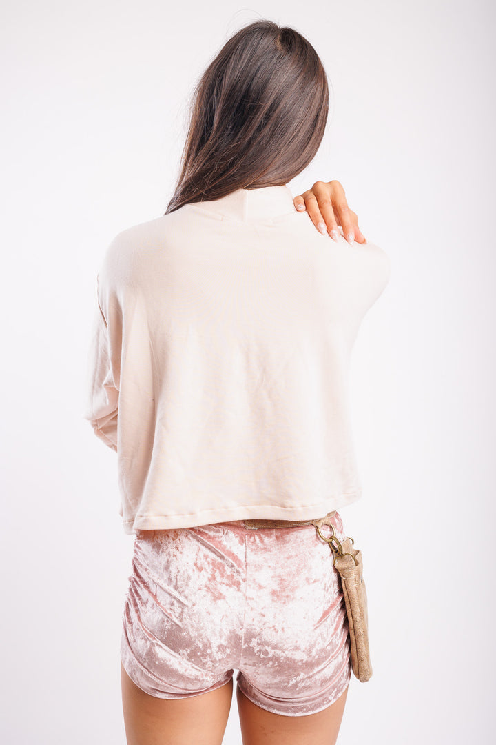 Light Pink T Neck Crop