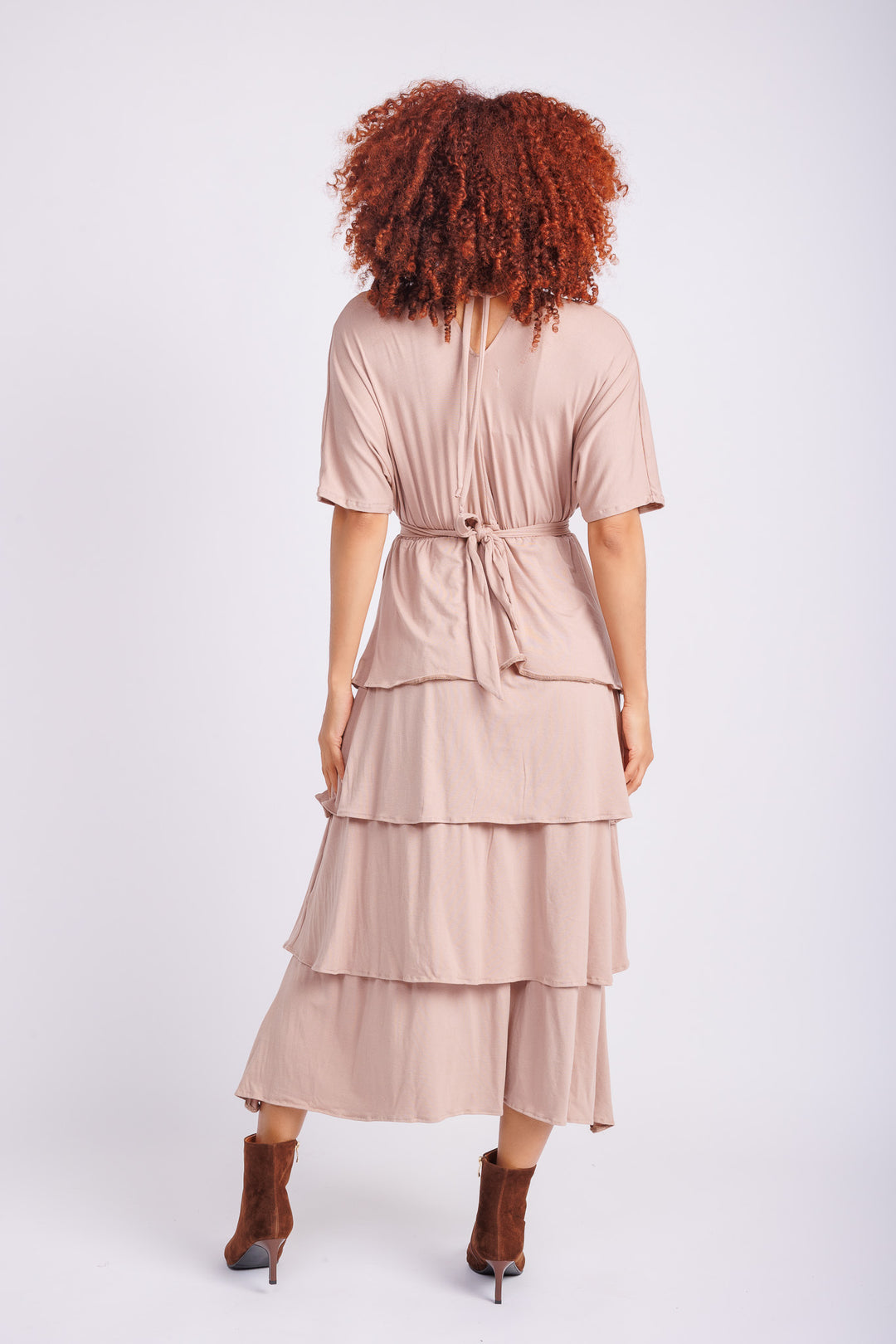 Jane Triple Ruffle Dress in Blush