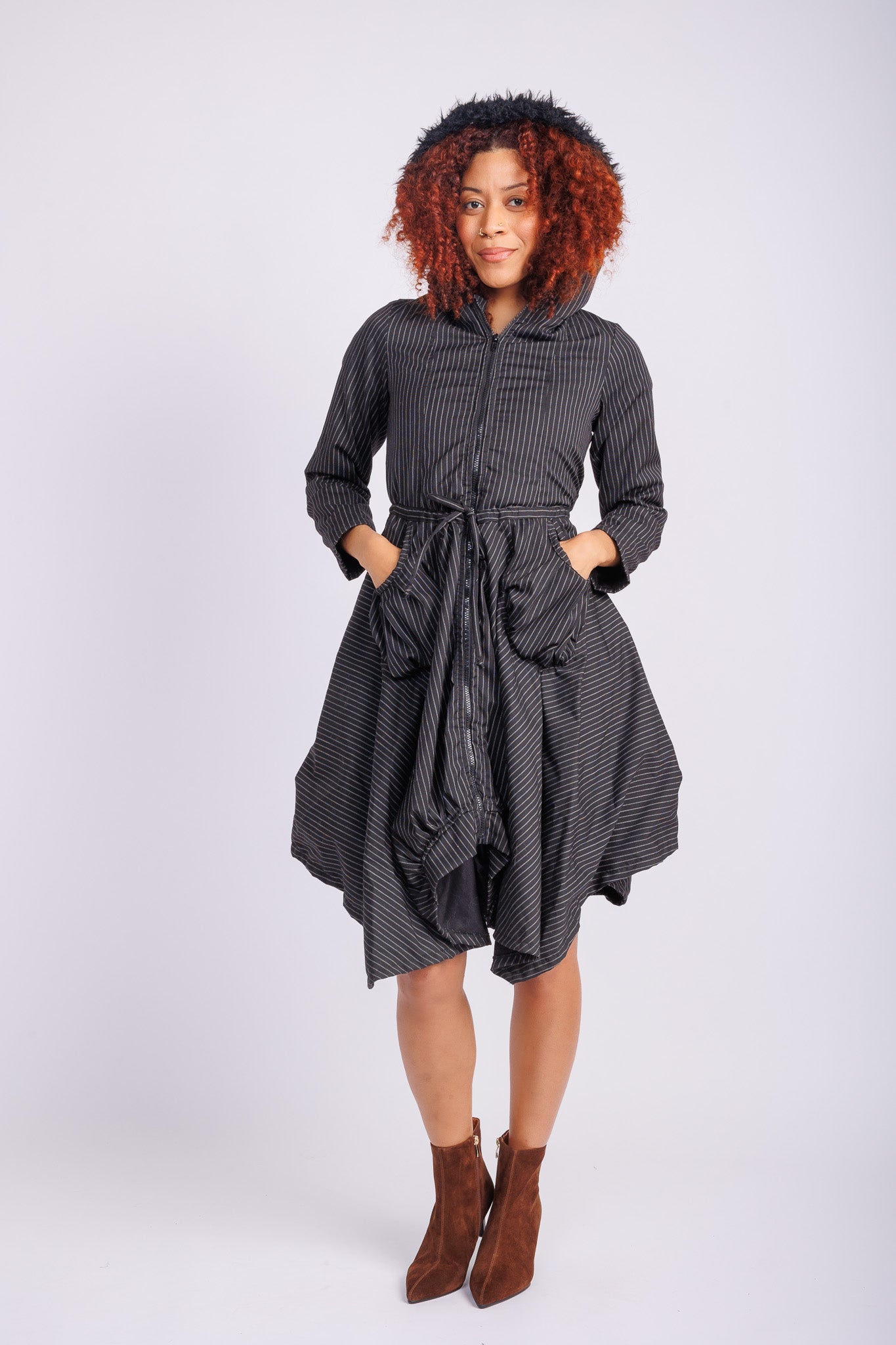 Pinstripe Hooded Jacket
