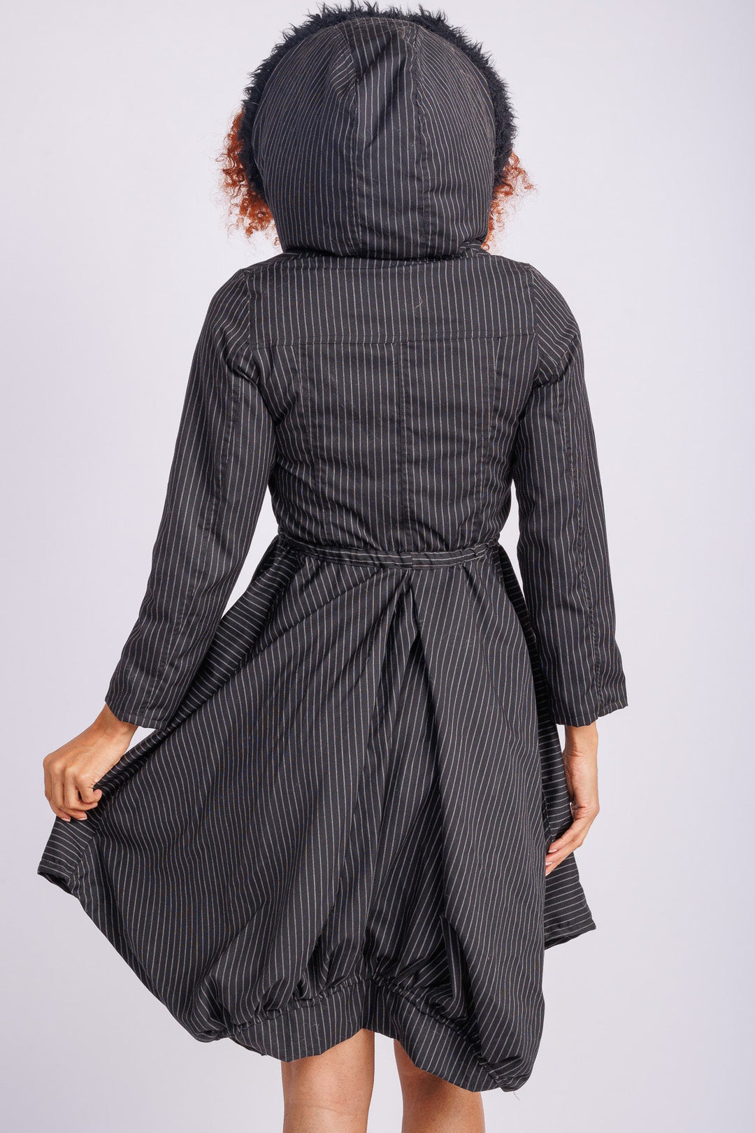 Pinstripe Hooded Coat