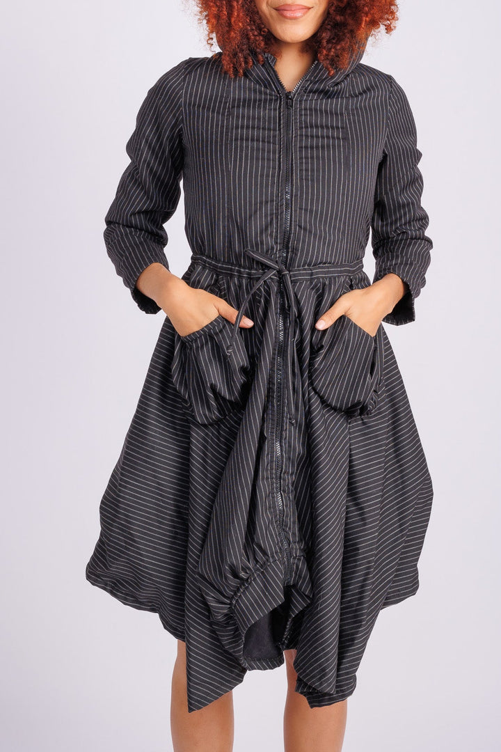 Pinstripe Hooded Coat