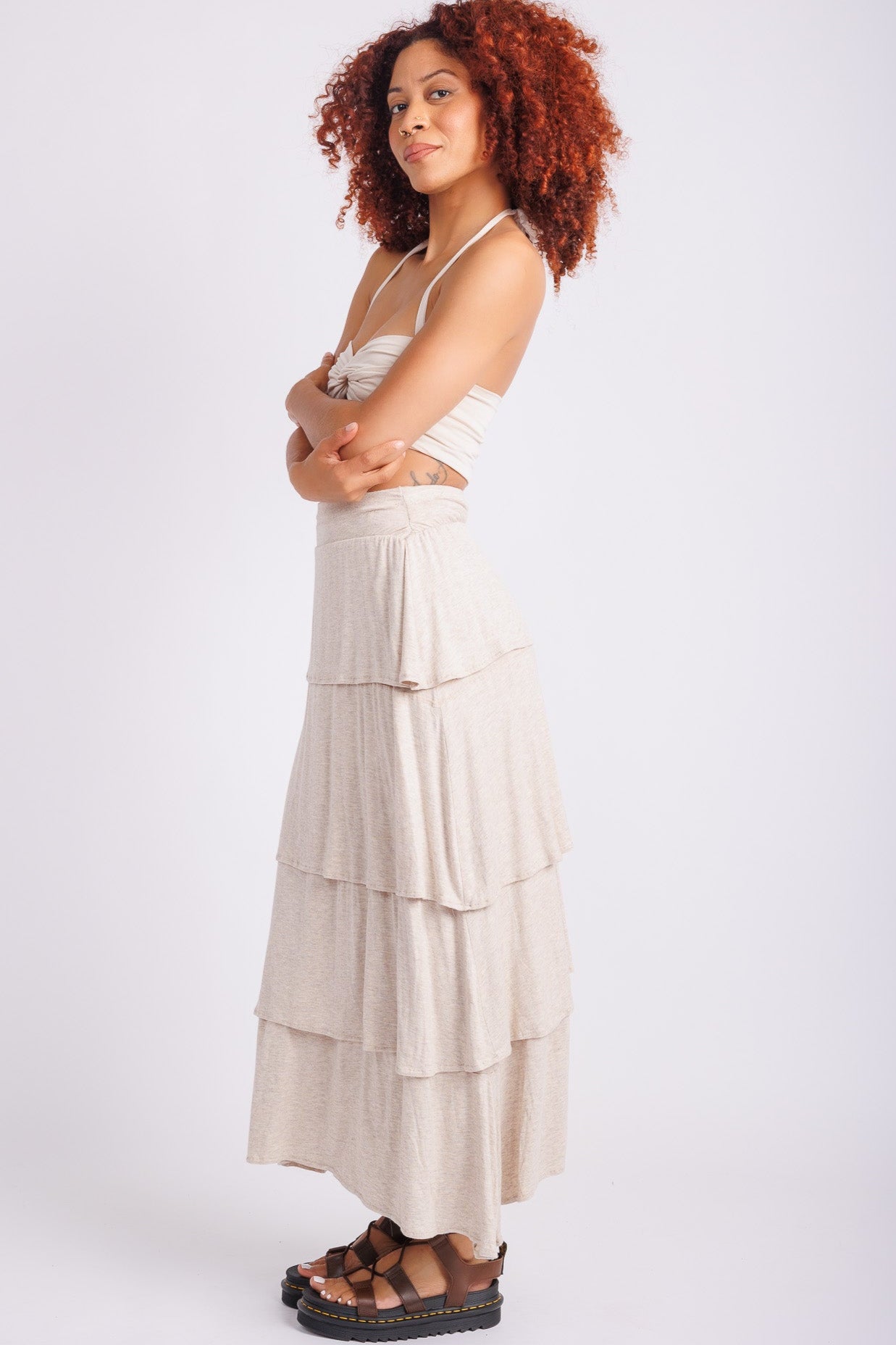 Tripel Ruffle Maxi Skirt