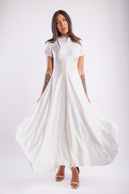Reina White Nylon Dress