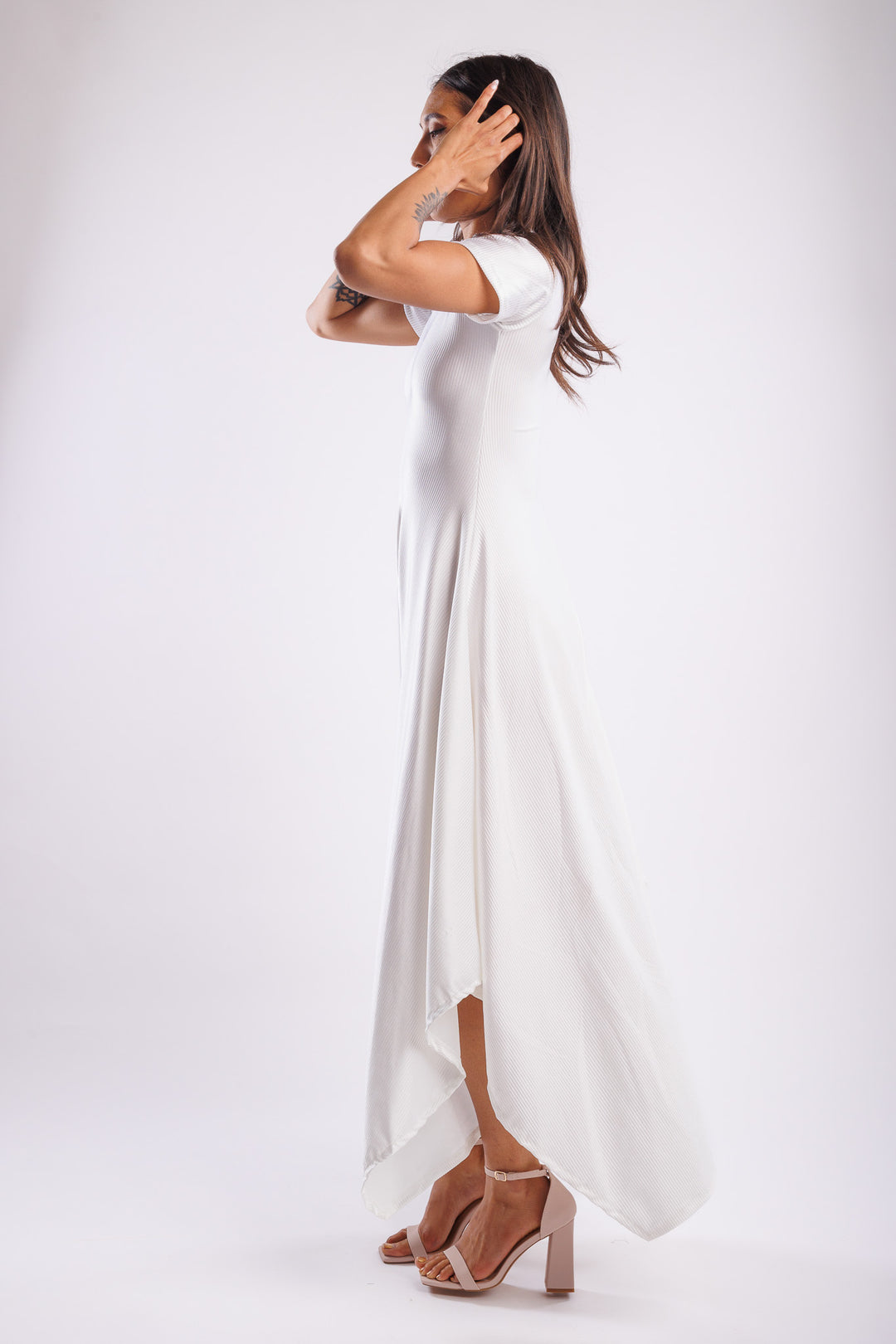 Reina White Nylon Dress