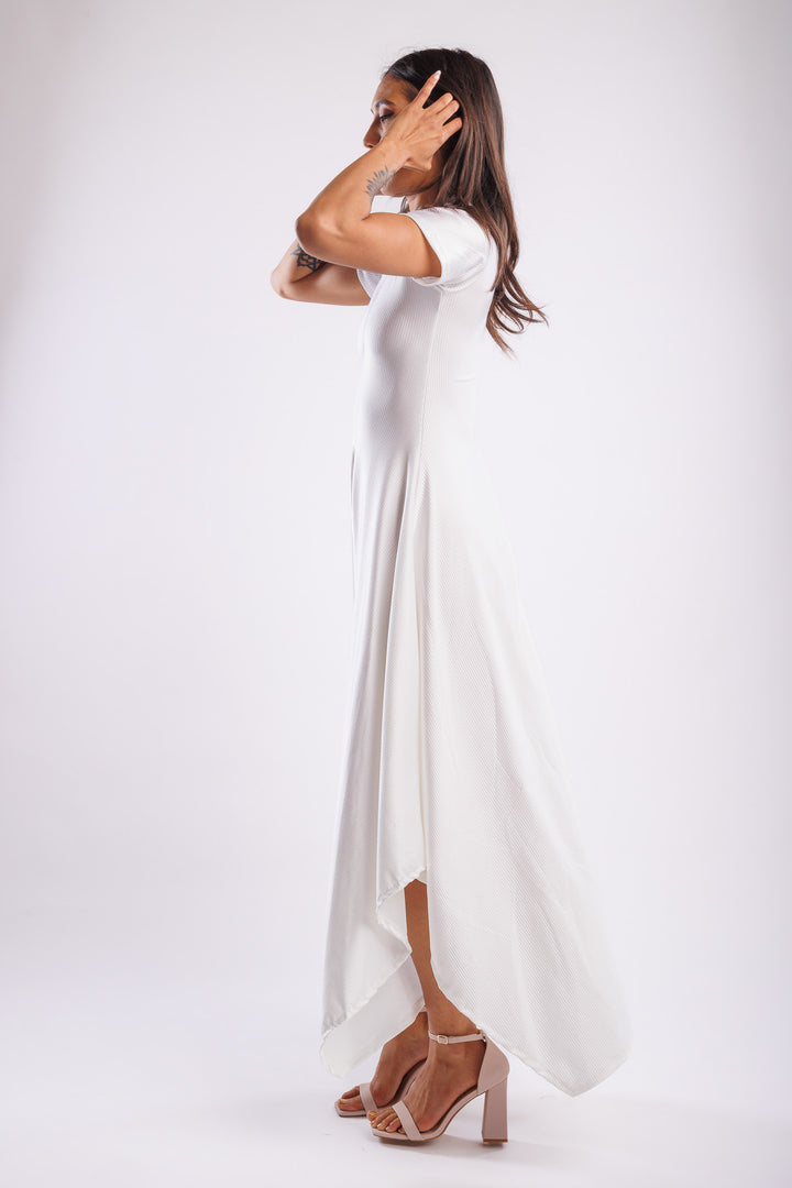 Reina White Nylon Dress