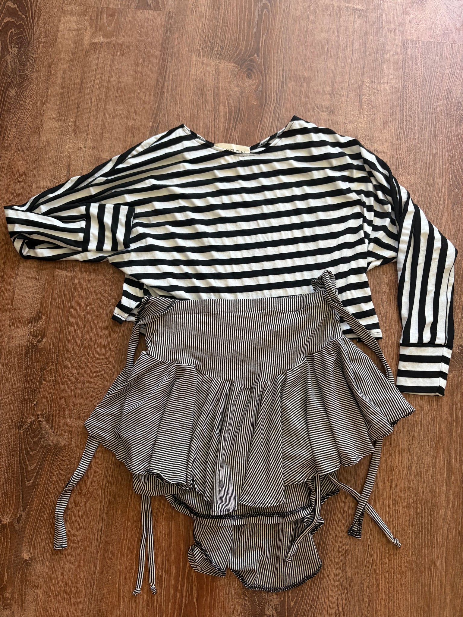 Stripe Ruffled mini skirt & Cropped Stripe Top