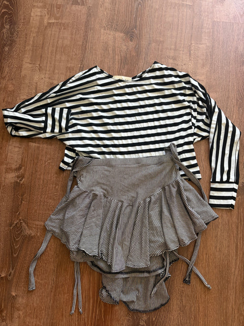 Stripe Ruffled mini skirt & Cropped Stripe Top